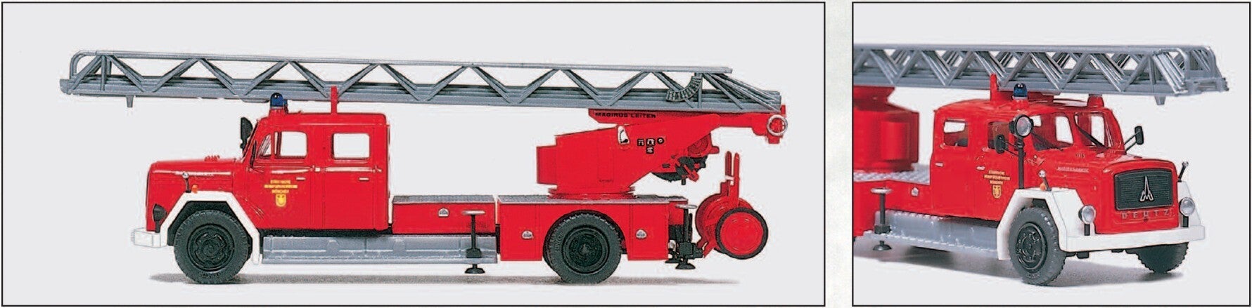 Preiser 31265 Magirus Drehleiter DL 30, Staffelfahrerhaus, F Magirus 150 D 10