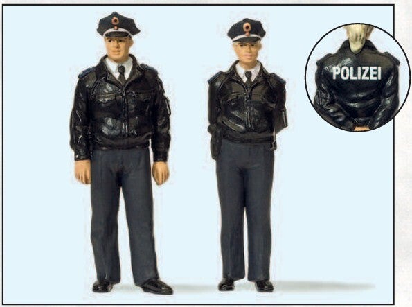 Preiser 44909 Polizisten stehend, blaue Uniform, BRD