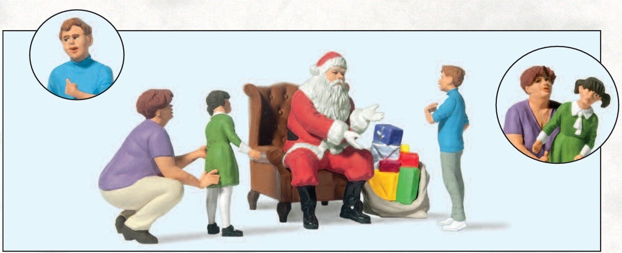 Preiser 44931 Weihnachtsmann im Sessel, Mutter mit Kindern