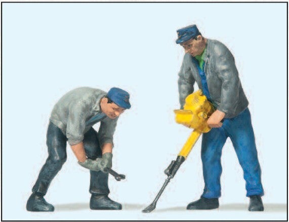 Preiser 45019 Gleisbauarbeiter mit Gleisstopfgerät und Gabelschlüssel