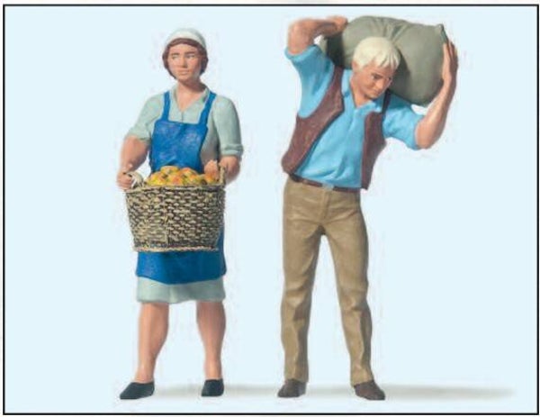 Preiser 45072 Bäuerin mit Korb, Bauer mit Sack