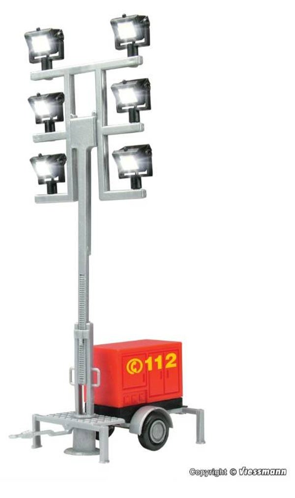 Viessmann 1344 H0 Leuchtgiraffe Feuerwehr auf Anhänger mit 6 LEDs weiß