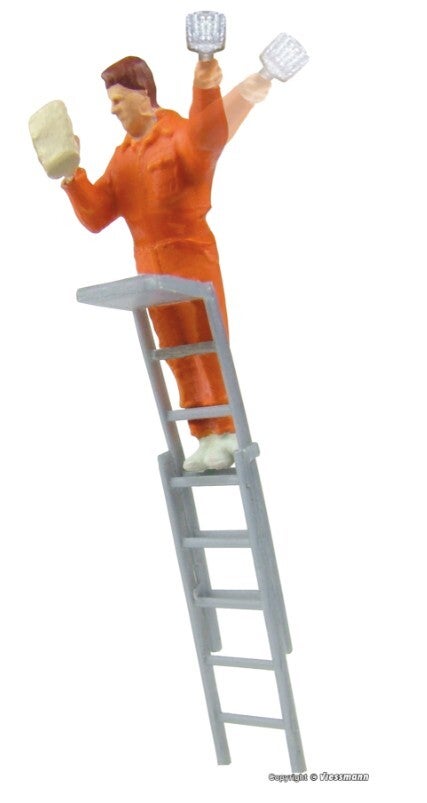 Viessmann 1517 H0 Plakatkleber auf Leiter, bewegt
