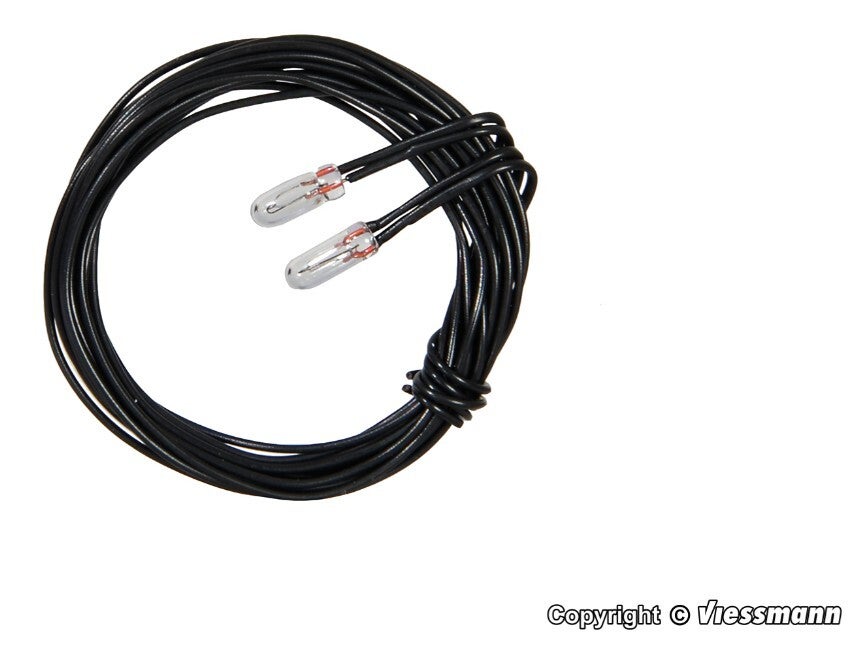 Viessmann 3503 Glühlampen klar T3/4, Ø 2,3 mm, 12 V, 50 mA, 2 Kabel, 2 Stück
