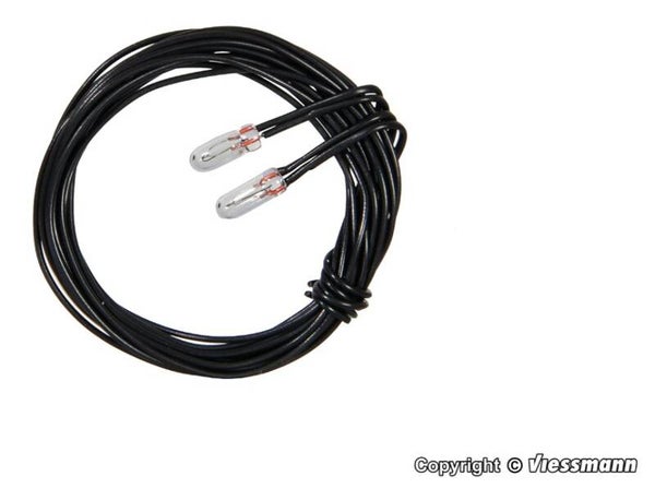 Viessmann 3503 Glühlampen klar T3/4, Ø 2,3 mm, 12 V, 50 mA, 2 Kabel, 2 Stück