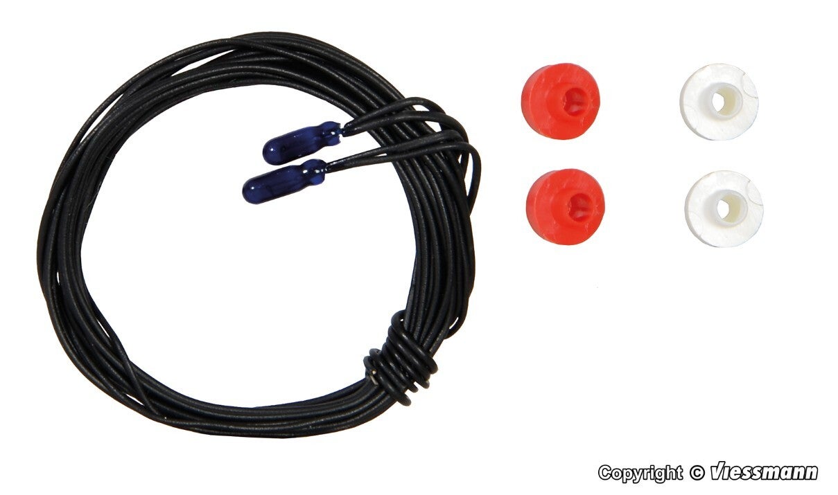 Viessmann 3506 Glühlampen blau T1/2, Ø 1,8 mm, 16 V, 30 mA, 2 Kabel, 2 Stück