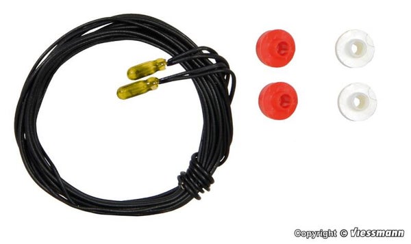 Viessmann 3507 Glühlampen gelb T1/2, Ø 1,8 mm, 16 V, 30 mA, 2 Kabel, 2 Stück