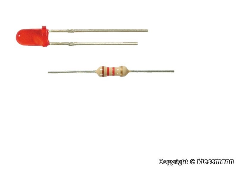 Viessmann 3550 LED rot Ø 3 mm, inkl. Vorwiderstände, 4 Stück