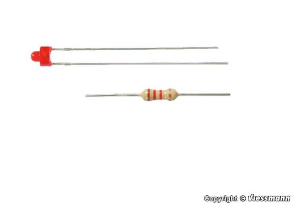 Viessmann 3553 LED rot Ø 1,8 mm, inkl. Vorwiderstände, 3 Stück