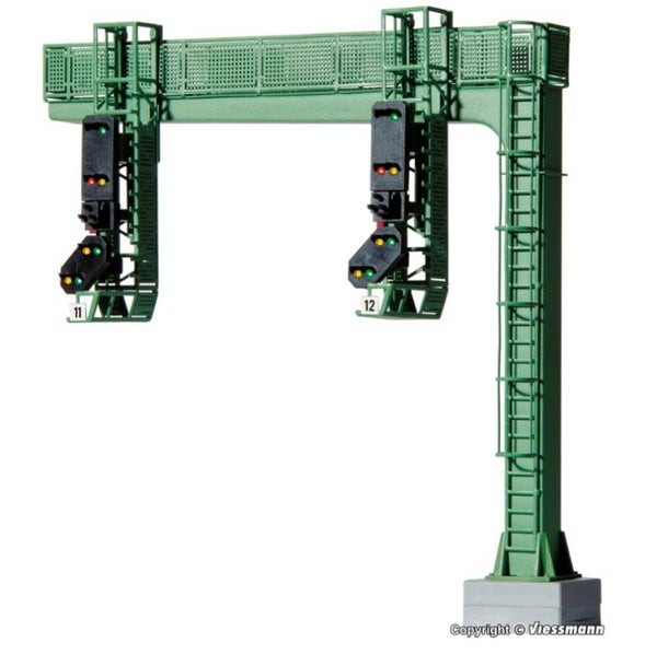 Viessmann 4750 H0 Signalbrücke mit 2 Einfahrsignalen und Multiplex-Technologie