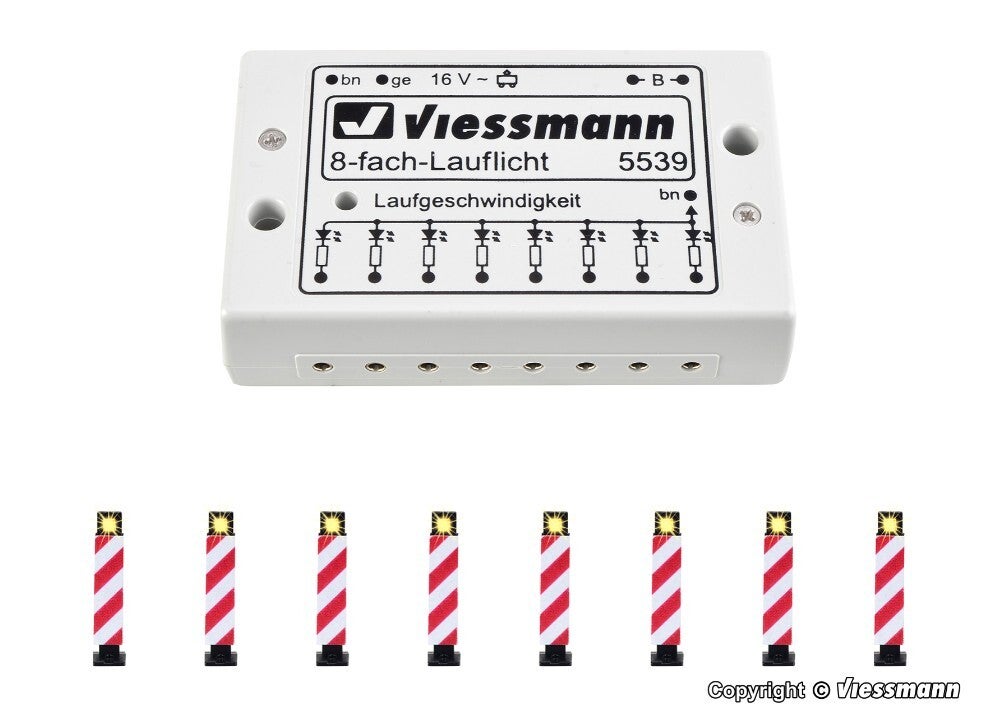 Viessmann 5040 H0 Warnbaken, 8 Stück mit Lauflichtelektronik