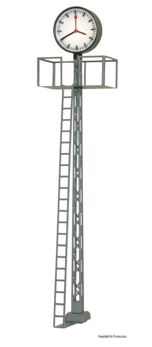 Viessmann 5081 H0 Beleuchtete Bahnhofsuhr auf Gittermast, LED weiß, Höhe: 7 cm