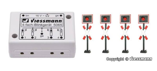 Viessmann 5800 N Andreaskreuze, 4 Stück mit Blinkelektronik