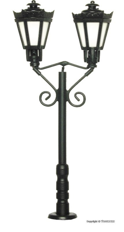 Viessmann 6073 H0 Parklaterne zweiflammig, schwarz, 2 LEDs warmweiß