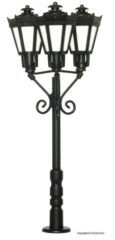 Viessmann 6077 H0 Parklaterne dreiflammig, schwarz, 3 LEDs warmweiß