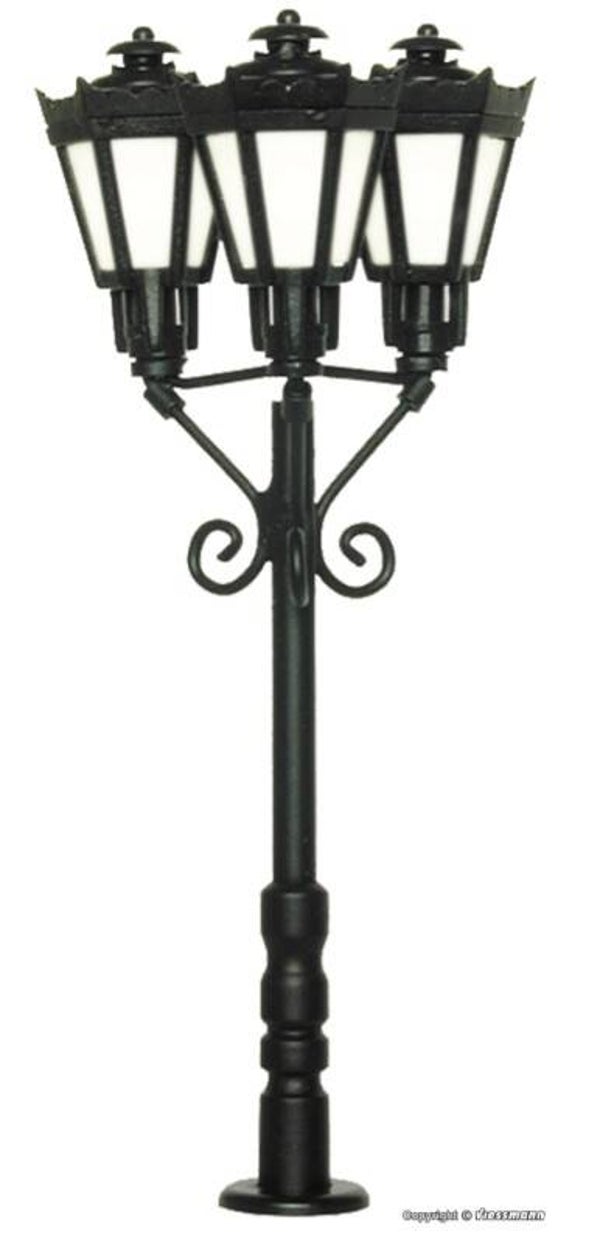 Viessmann 6077 H0 Parklaterne dreiflammig, schwarz, 3 LEDs warmweiß