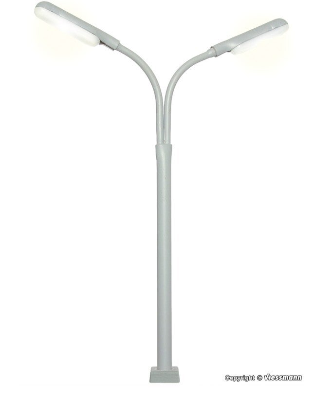 Viessmann 60951 H0 Peitschenleuchte doppelt mit Kontaktstecksockel, 2 LEDs weiß