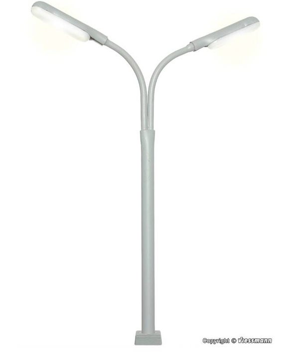 Viessmann 60951 H0 Peitschenleuchte doppelt mit Kontaktstecksockel, 2 LEDs weiß