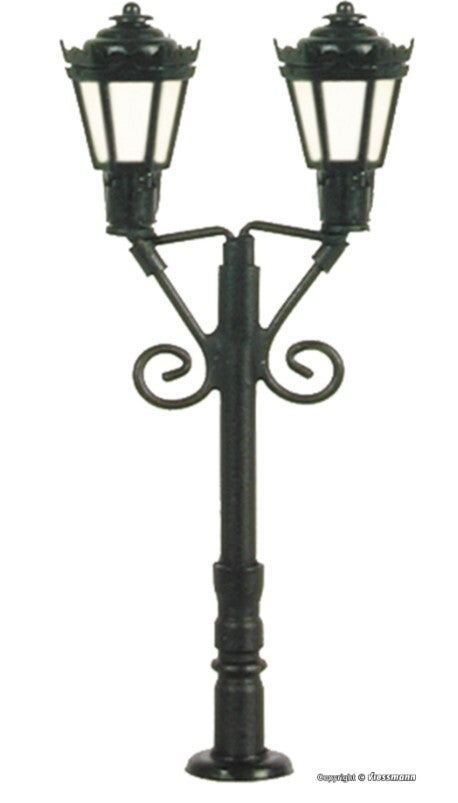 Viessmann 6473 N Parklaterne zweiflammig, schwarz, 2 LEDs warmweiß