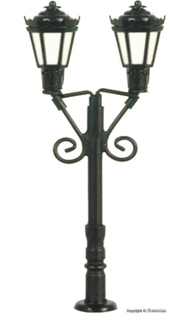 Viessmann 6473 N Parklaterne zweiflammig, schwarz, 2 LEDs warmweiß
