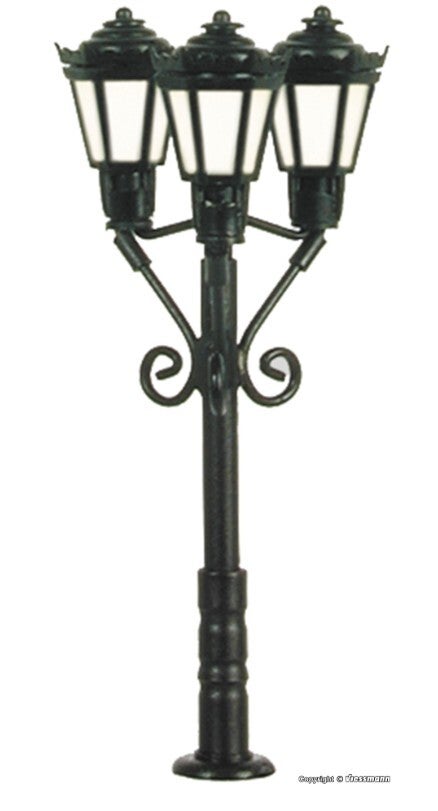 Viessmann 6477 N Parklaterne dreiflammig, schwarz, 3 LEDs warmweiß