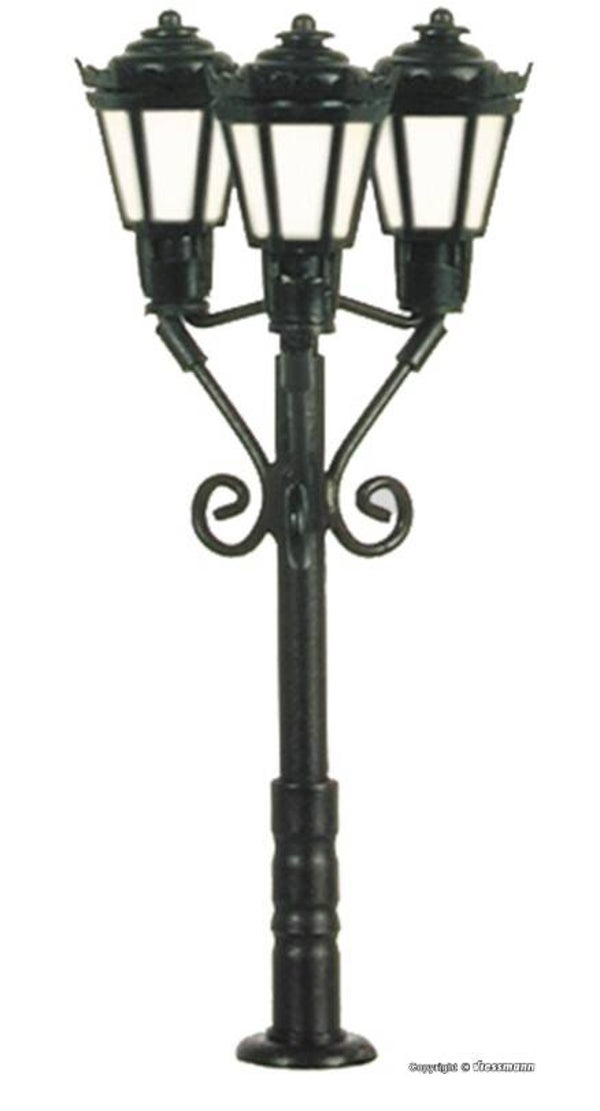 Viessmann 6477 N Parklaterne dreiflammig, schwarz, 3 LEDs warmweiß