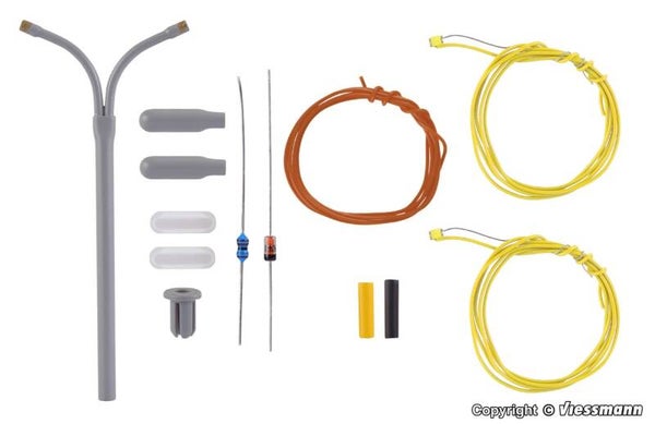 Viessmann 6623 N Bausatz Peitschenleuchte doppelt, 2 LEDs weiß