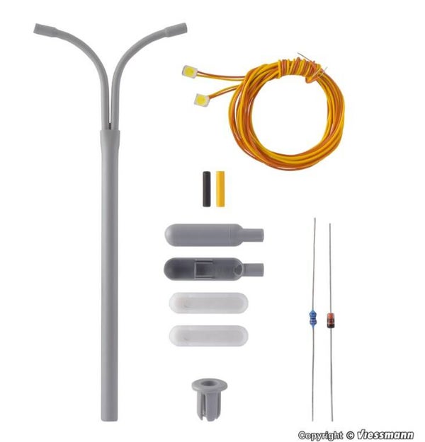 Viessmann 6723 H0 Bausatz Peitschenleuchte doppelt, 2 LEDs weiß