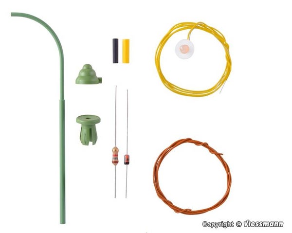 Viessmann 6729 H0 Bausatz Bogen-Gaslaterne grün, LED warmweiß