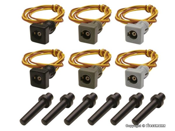 Viessmann 6806 H0 Kontaktstecksockel-Set, 6 Stück (grau, grün, schwarz)