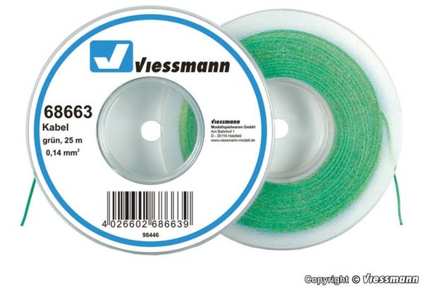 Viessmann 68663 Kabel auf Abrollspule 0,14 mm², grün, 25 m