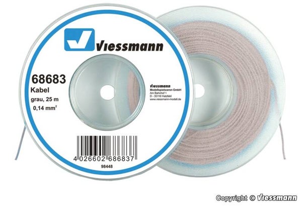 Viessmann 68683 Kabel auf Abrollspule 0,14 mm², grau, 25 m