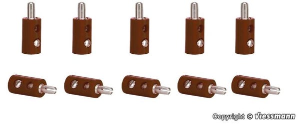 Viessmann 6873 Querlochstecker braun, 10 Stück