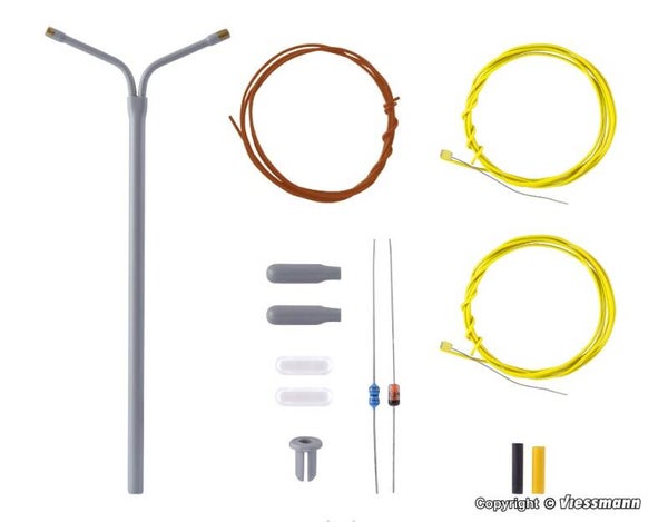 Viessmann 6923 TT Bausatz Peitschenleuchte doppelt, 2 LEDs weiß