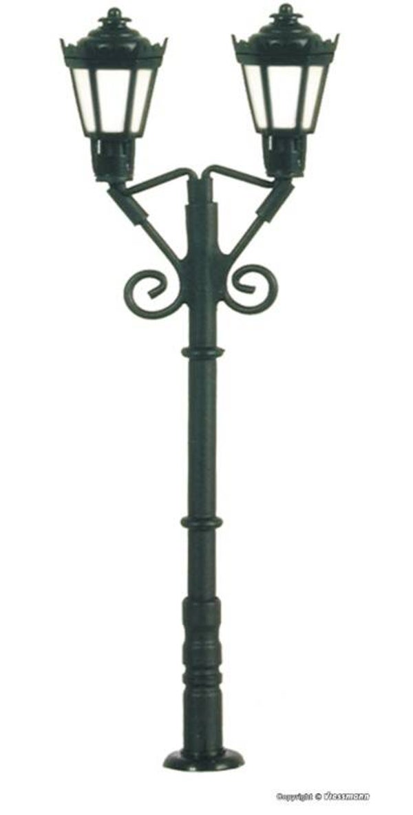 Viessmann 6973 TT Parklaterne zweiflammig, schwarz, 2 LEDs warmweiß