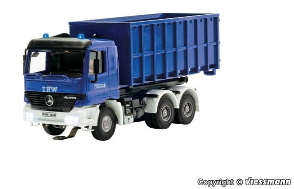 Viessmann 8070 H0 THW MB ACTROS 3-achs mit Abrollcontainer und Rundumleuchten