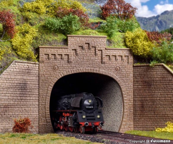 Vollmer 42503 H0 Tunnelportal mit Aufsatz, zweigleisig, 2 Stück