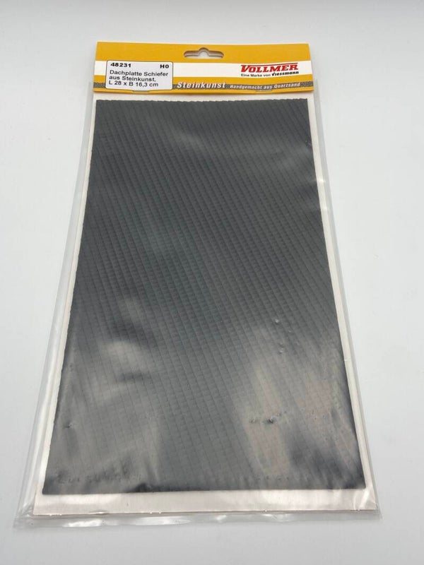 Vollmer 48231 H0 Dachplatte Schiefer aus Steinkunst, L 28 x B 16,3 cm