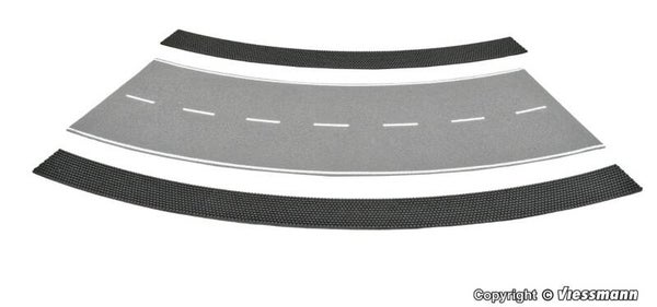Vollmer 48238 H0 Seitenstreifen Kopfsteinpflaster aus Steinkunst, 45°-Kurve, Radius 30 cm