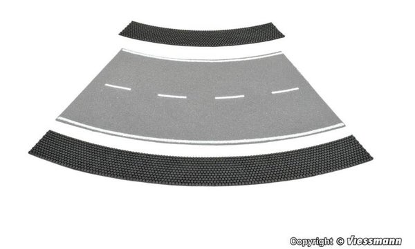 Vollmer 48239 H0 Seitenstreifen Kopfsteinpflaster aus Steinkunst, 45°-Kurve, Radius 12 – 15 cm