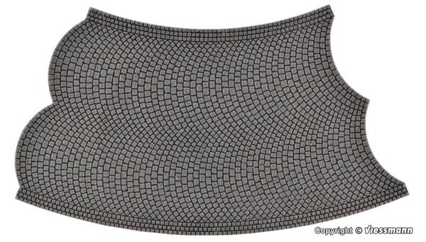 Vollmer 48245 H0 Straßenplatte Kopfsteinpflaster aus Steinkunst, 45°-Kurve, Radius 12 cm