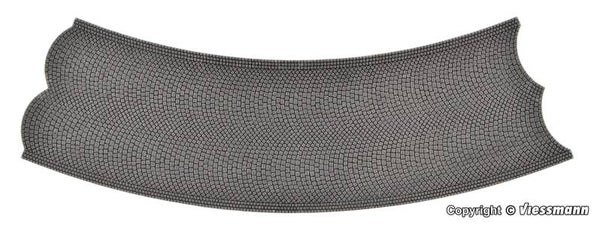 Vollmer 48247 H0 Straßenplatte Kopfsteinpflaster aus Steinkunst, 45°-Kurve, Radius 30 cm