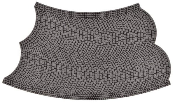 Vollmer 48256 H0 Straßenplatte Kopfsteinpflaster aus Steinkunst, 45°-Kurve, gegenläufig, Radius 12 cm