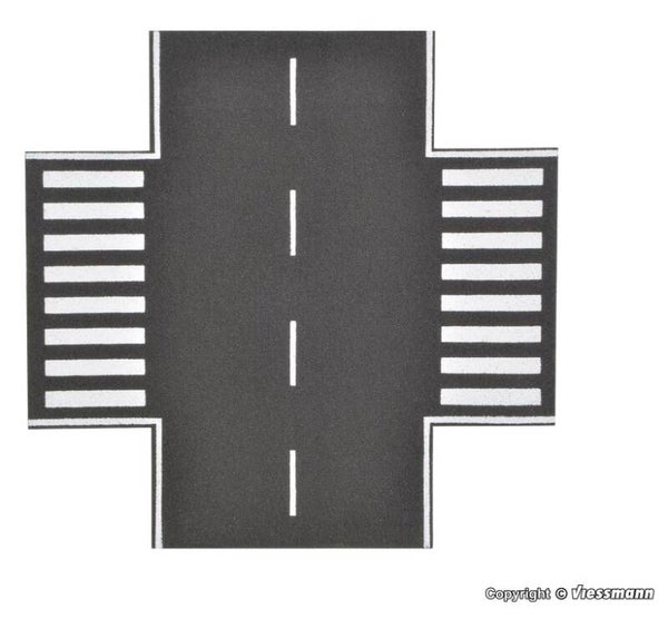 Vollmer 48261 H0 Straßenplatte Asphalt aus Steinkunst, X-Kreuzung, L 15 x B 15 cm