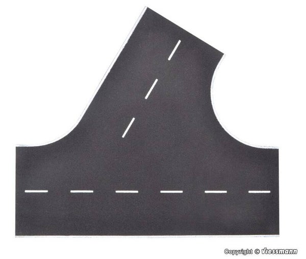 Vollmer 48262 H0 Straßenplatte Asphalt aus Steinkunst, 60°-Einmündung nach rechts, L 22 x B 19,5 cm