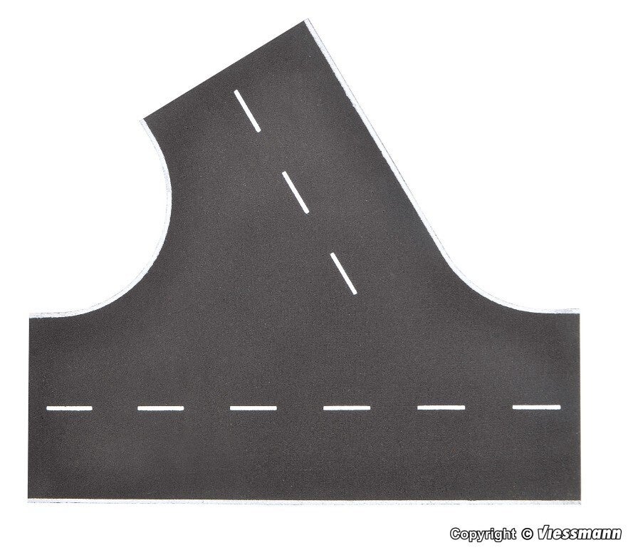 Vollmer 48264 H0 Straßenplatte Asphalt aus Steinkunst, 60°-Einmündung nach links, L 22 x B 19,5 cm