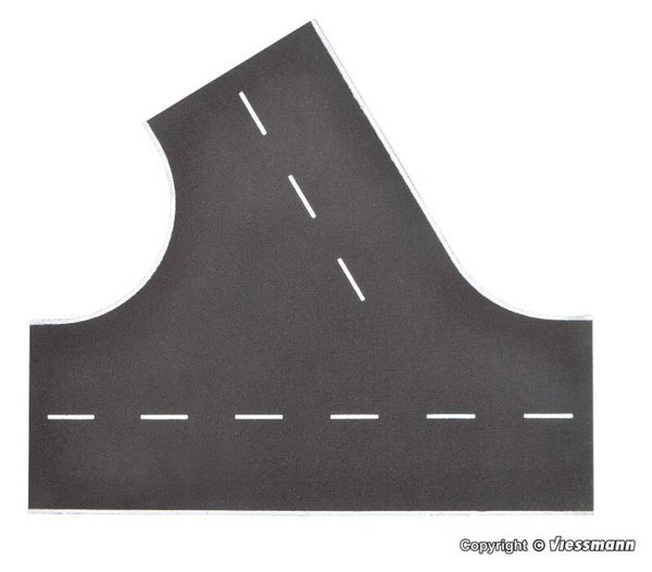 Vollmer 48264 H0 Straßenplatte Asphalt aus Steinkunst, 60°-Einmündung nach links, L 22 x B 19,5 cm