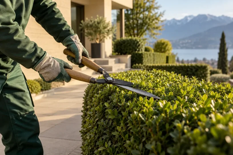 Symbolbild: Pflege einer Hecke auf einem Liegenschaftsareal