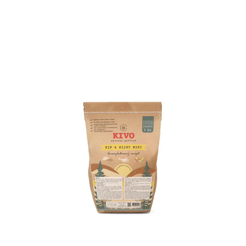 Kivo persbrok Kip en Rijst Mini Adult 4kg