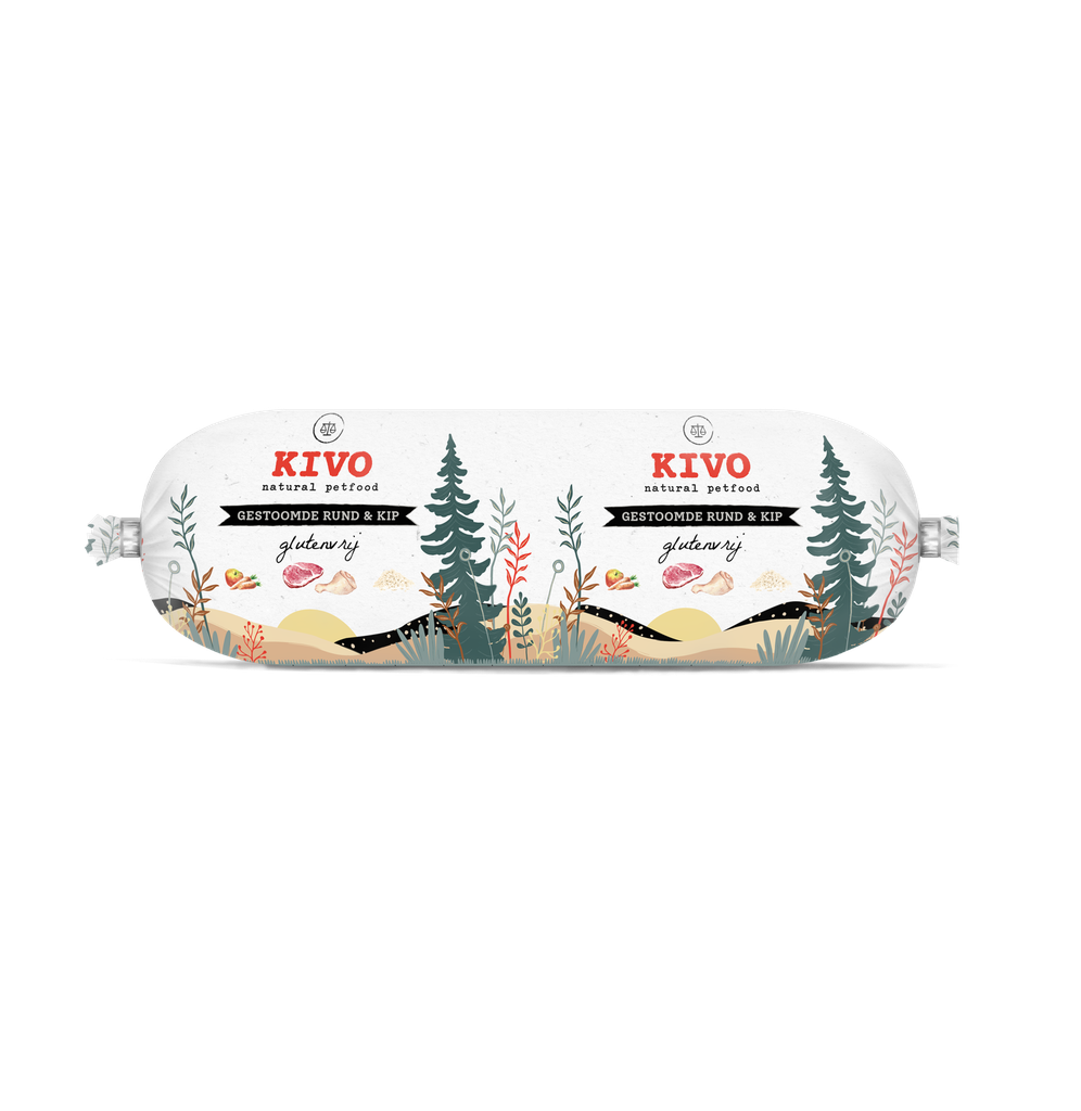 Kivo gestoomde Rund en Kip 12 x 600gr